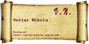 Vetter Nikola névjegykártya